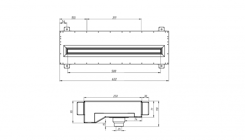 Flexag RAN-1-500-25-B щелевой диффузор с низкопрофильной КСД под натяжной потолок