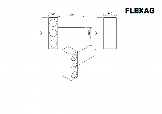 Пленум потолочный Flexag FL-PCP-125/75x3 на 3 выхода FLD
