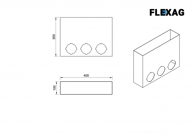 Пленум напольный Flexag FL-PFP-400x100/75x3 на 3 выxода FLD