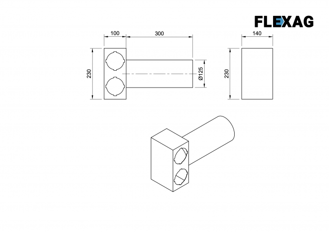 Пленум потолочный Flexag FL-PCP-125/90x2 на 2 выхода