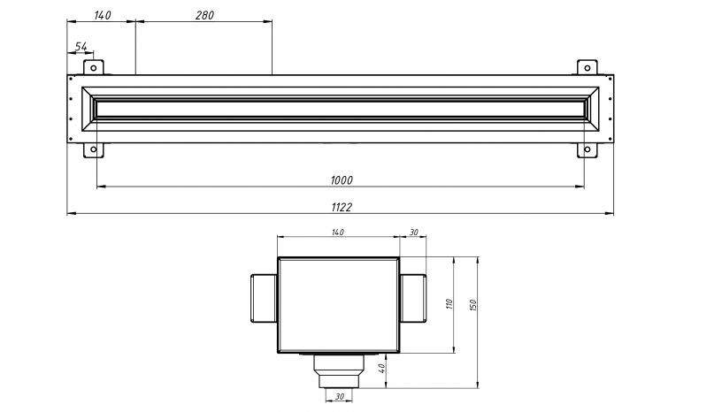 Flexag RA-1-1000-30-B щелевой диффузор с КСД под натяжной потолок